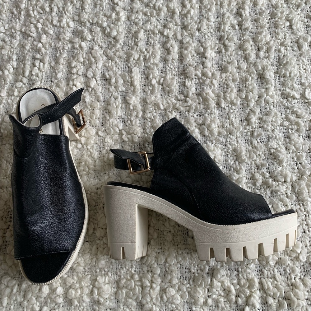 Privilege Black and White Block Heel
